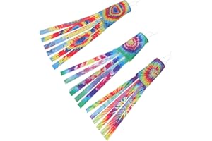 ifundom 3pcs Tie Dye Windsock Flags Outdoor Heavy Duty Halloween Decorations for Garden Patio Courtyard Wind
