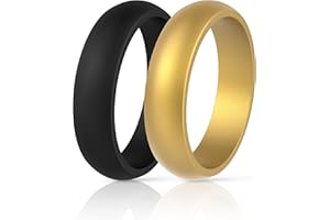 ThunderFit Silicone Wedding Bands for Women, Dome Unique Anniversary Rings 5.5mm Wide 2mm Thick - 1/2/3/4/5/6/7/8/12 Variety Multipack