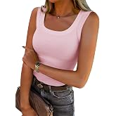 Chulianyouhuo Women's Ribbed Tank Tops Scoop Neck Sleeveless Fitted Tops | Soft Rib Knit Tank Top, Summer Slim Basic Tee Shirts, Wide Strap Cami, Casual Layering Undershirts, Beach Vacation Outfits