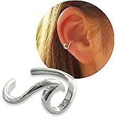 MiYa Jewelry Handmade Single Band Adjustable Ear Cuff, Sterling Silver Clip On Non Piercing Huggie Earrings for Women, Modern Minimalist Dainty Fake Ear Cartilage Clips