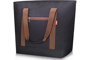 LHZK Jumbo Insulated Cooler Bag with Thermal Foam Insulation, Premium Quality Cooler Tote Bag with Zipper, Insulated Hot Cold Bag for Food Transport, Picnic, Travel, Beach (X-Large-50L, Black)