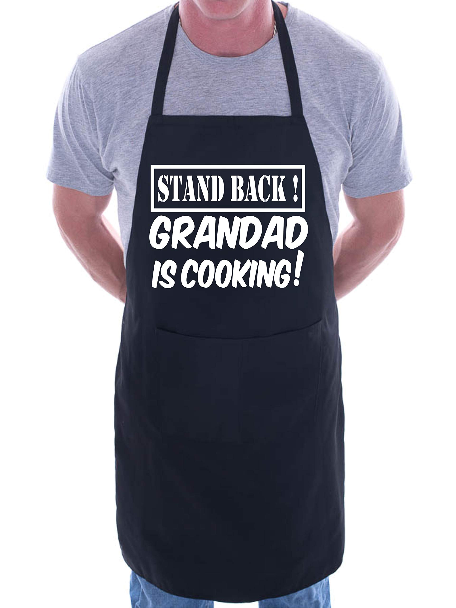 Print4U Stand Back Grandad Is Cooking Fathers Day BBQ Novelty Apron Black