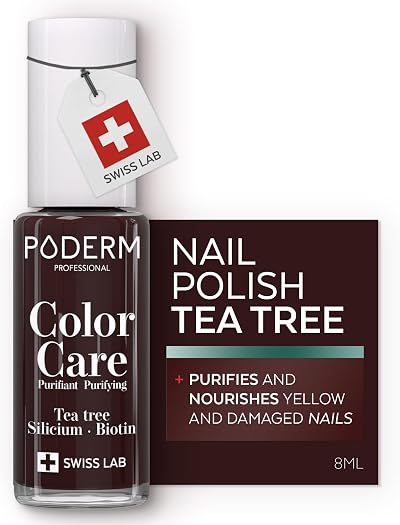 PODERM Nail Care Polish with Tea Tree Black Red 8ML Podiatrist Swiss Made