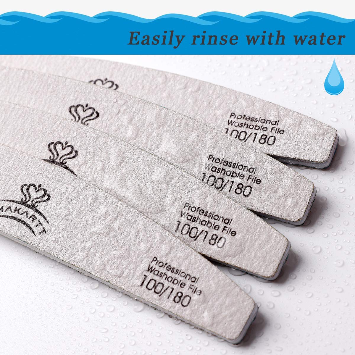 Makartt Zebra Nail Files 100 180 Grit for Poly Nail Extension Gel and Acrylic Nails Emery Boards Doubled Sides Washable 10 Nail File Manicure Tools : Beauty