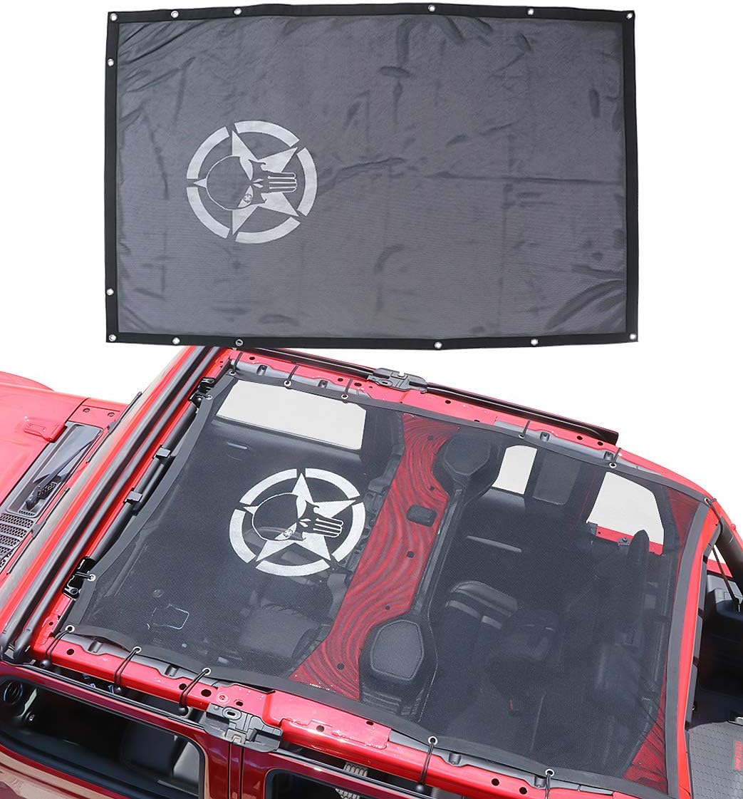 Sukemichi Full Mesh Sunshade Bikini Top Cover for Jeep Wrangler JL Sahara Rubicon 4 Door