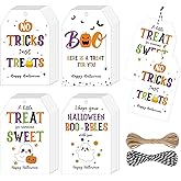 56Pcs Halloween Tags for Gifts, Gift Tags with String for Halloween Goodie Bags, Boo Ghost Pumpkin Decoration Labels, Halloween's Gifts Cards for Treats, Crafts, Party Favors(Regular56pcs)