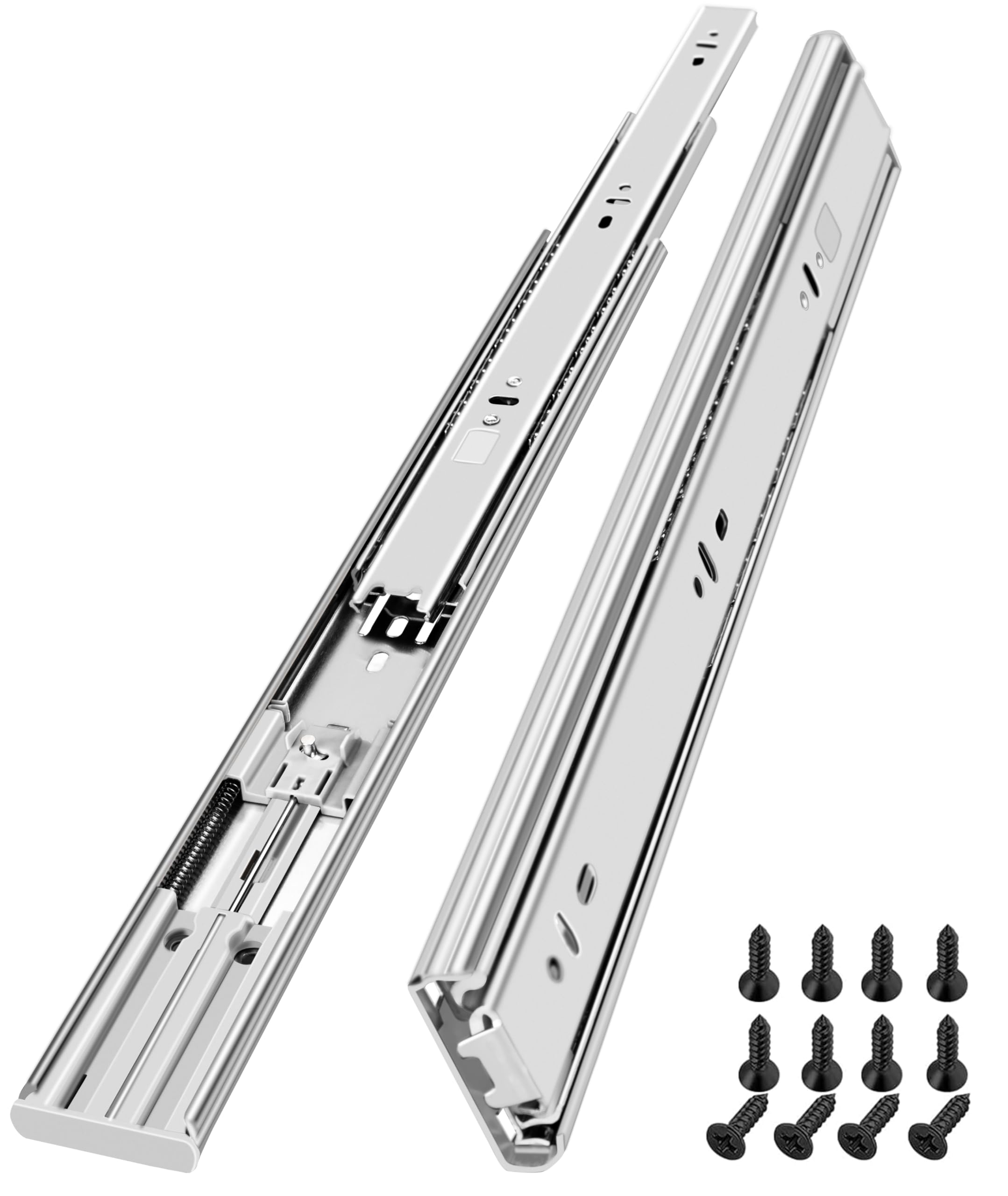 HLC 450mm Soft Close Drawer Runners Cabinet Drawer Slides Heavy Duty 45kg Load Capacity Full Extension Ball Bearing Self Close Slides for Kitchen Cabinet,Bedstand Drawers,Side Mount(1 Pairs，2 Pcaks
