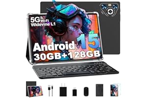2025 Android 15 Tablet, 30GB RAM + 128GB ROM 1TB TF, 10.1 inch Tablets with Keyboard and Mouse, 1280 * 800 IPS HD, Widevine L
