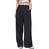 MOOSLOVER Women Wide Leg Dress Pants Stretch Pull On High Waisted Work Pants Business Casual Trousers with Pockets