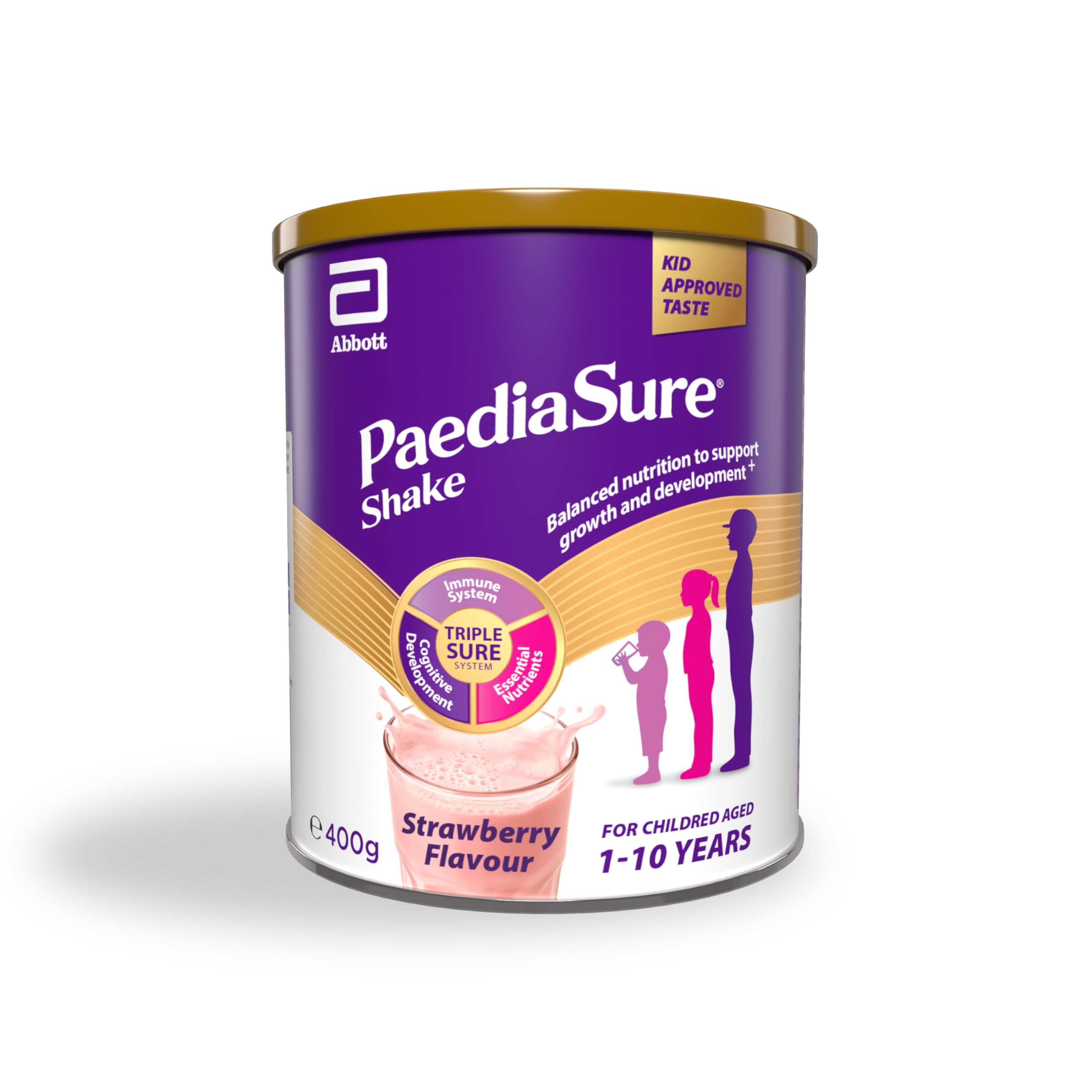 PaediaSure Shake – Strawberry Flavour – 400g – Balanced Nutritional Supplement Drink – Multivitamin for Kids – With Protein, Carbohydrates and Minerals – Supports Growth and Development – Vegetarian