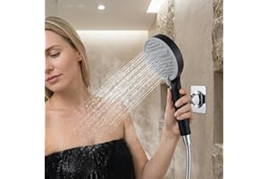Wensinlous Handheld Shower Head, High Pressure 5 Spray Pattern Shower Head with Holder, Anti-Clog Nozzles, Built-in Power Was