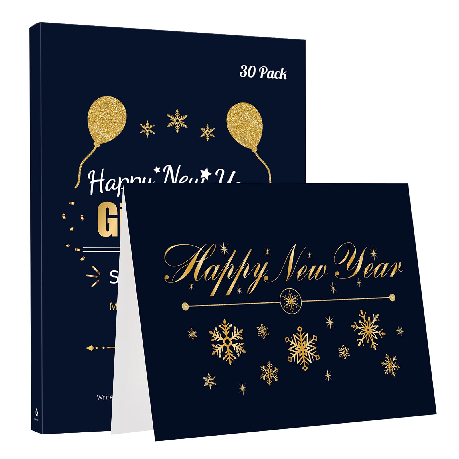 NUOBESTY New Year Cards with Envelopes, Blessing New Year Cards Blank Fold Over with Envelopes For Christmas and s
