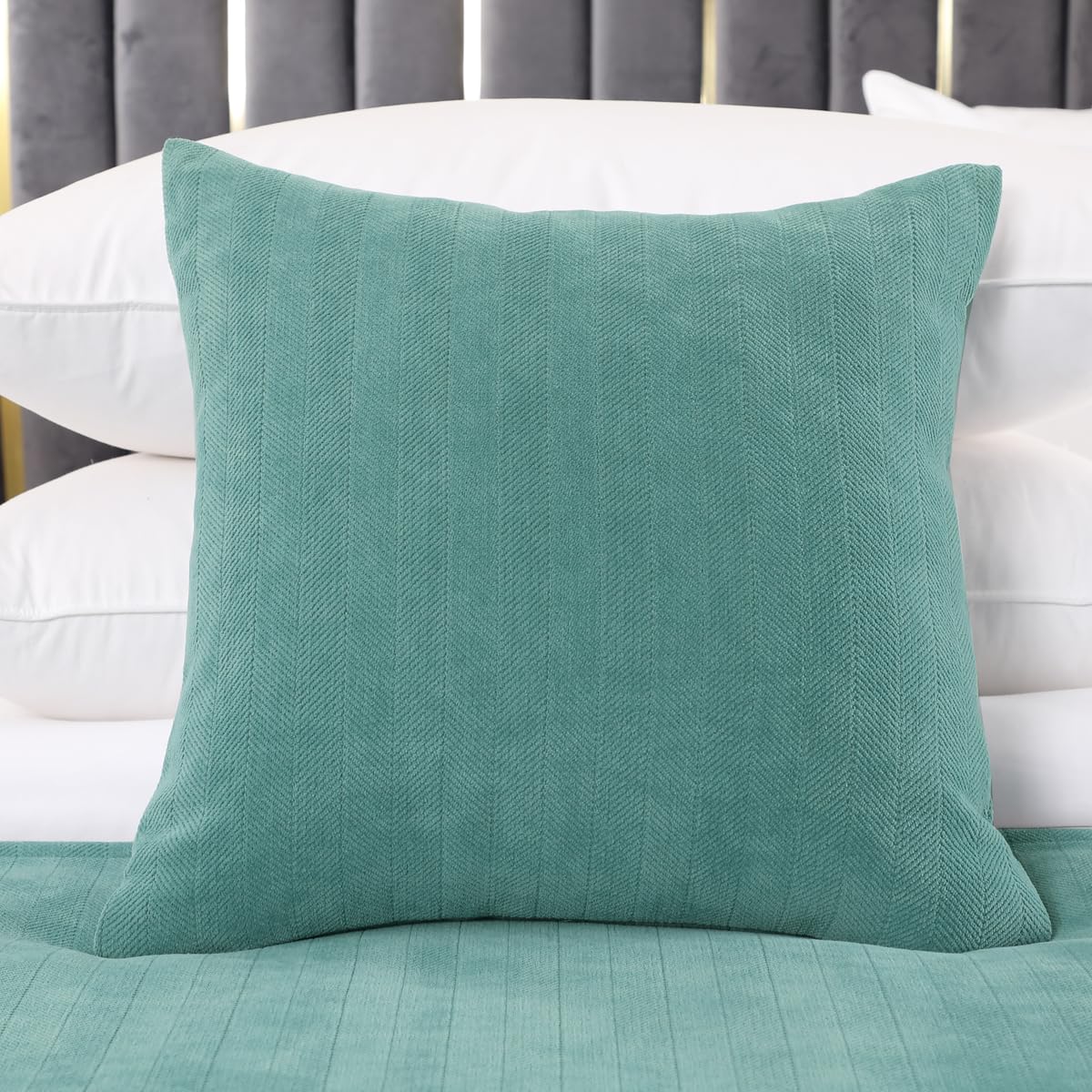 AMBERIS 2 Pillowcases (45×45cm)(without Insert) Blue-Green, Modern Style 2 Pillowcases (without Insert) for Home Hotel Decorations