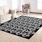 Gothic Skull Head Area Rug for Bedroom Living Room Men, Spooky Skeleton Decorative Carpet Mats 3x5, Halloween Home Decor Floor Mat Indoor Carpet Doormats