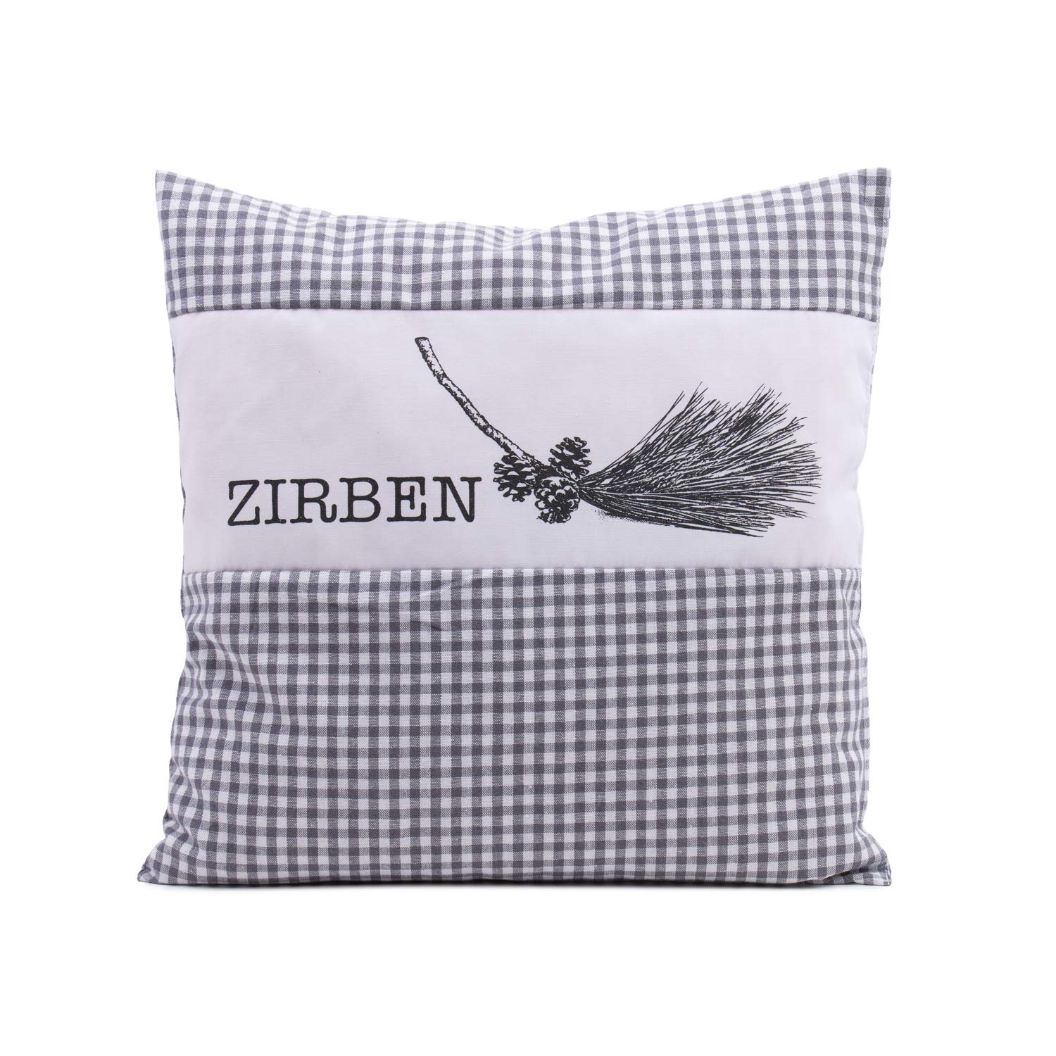 Gözze - Swiss Pine Scented Pillow, 220 g FIne Swiss Pine Chip Filling, 100% Cotton Cover, 30 x 30 cm - Grey Check