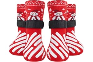 LOOBANI Christmas Double Side Anti-Slip Soft Dog Socks to Prevent Licking Paws on Hardwood Floors, Dog Paw Grip Protector for Hot/Cold Pavement Traction Control for Senior Dogs (Red-B, S)