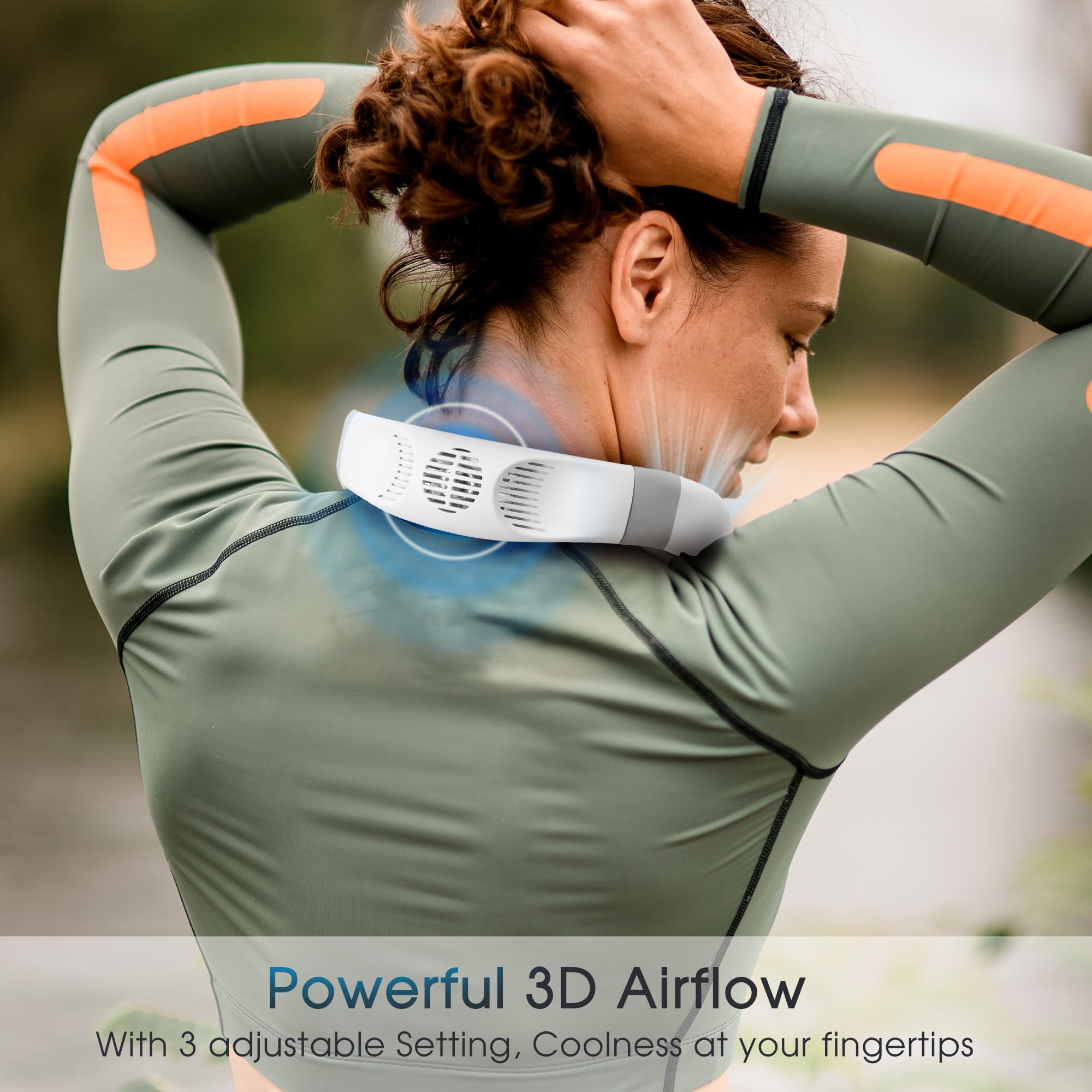 Jawhock Neck Fan with Cooling Plate｜Portable Neck Air Conditioner｜4400mAh Rechargeable Battery｜Hands Free Bladeless Fan for Gym Office Travel Camping｜3 Speed Personal Cooling Fan