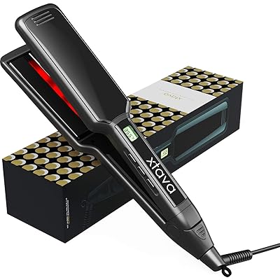 xtava Professional Infrared Hair Straightener - 2 Inch Ceramic Auto Shut Off Straightening Flat Iron with LCD Display - Dual Voltage with Temperature Control For All Hair Types - Travel Case Included