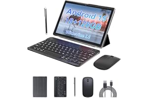 ZZB Android 15 Tablet 10 inch Tablet 2 in 1 Tablets with Keyboard Mouse Case Stylus 18GB RAM 128GB ROM 2TB Expand, Android 15(NOT GO) 10.1" IPS 6000mAh Battery Bluetooth Dual Camera 5G-WiFi Tablets.