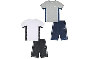 Hind 4-Piece Boys Basketball Shorts and Performance Athletic Shirt Set