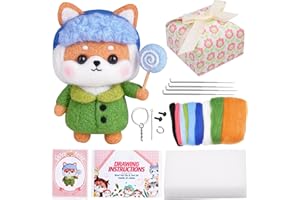 Fedmut Needle Felting Kit for Beginners,Felt Animals Kit Wool Needle Felting Starters Kits with Felting Wool,Felting Needles,Instructions Supplies for DIY Crafts