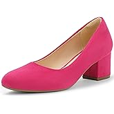 IDIFU IN2 Women's Pumps Closed Round Toe Low Block Chunky Heels Short Small Thick Heels Wedding Bridal Homecoming Work Prom Dress Shoes for Women Comfortable Cute Dressy Formal Classic Pumps Shoes