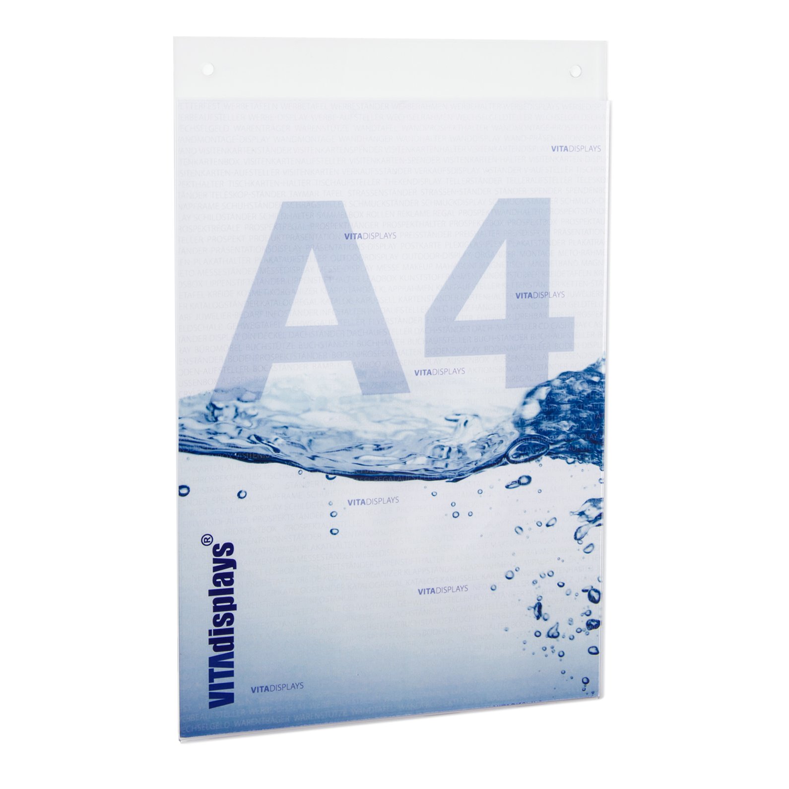 VITAdisplays DIN A4 Poster Holder, Poster Holder as Advertising Display Hanging in Portrait Format with Holes Made of Original Plexiglas as a Transparent Information Sign