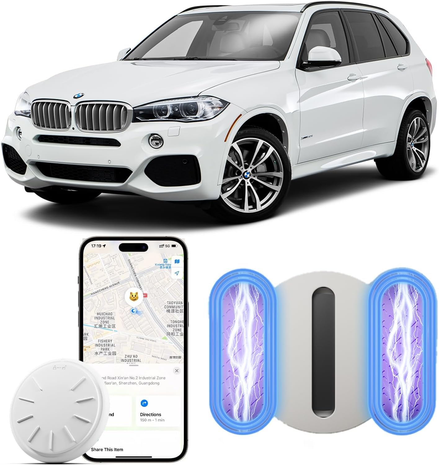 Photo 1 of Tracker Device for Vehicles,No Subscription Mini GPS Car Tracker,Anti-Theft Car Locator with Magnetic Case,Work with Apple Find My App(iOS Only) for Car,Kids,Elderly,Pets,Keys,Luggage (White,1PCS)