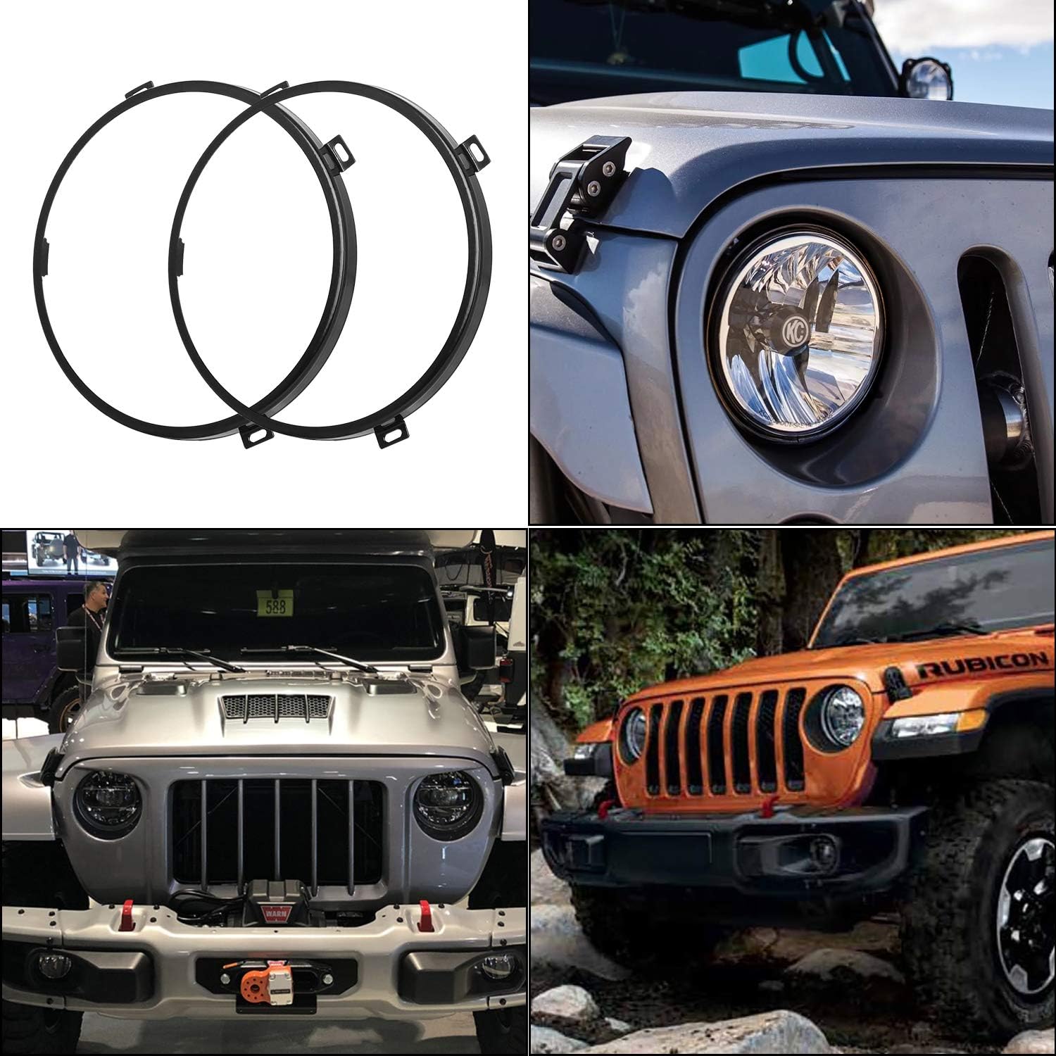 7 Inch LED Headlight Bezel Black Ring for 20072017 Jeep JK & Wrangler