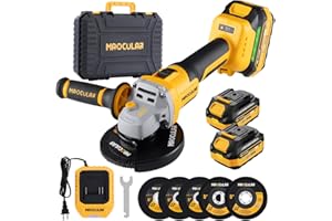MAXCULAR Angle Grinder Cordless 20V Battery,9600 RPM Brushless Power Motor,4-1/2-Inch to 5-Inch,2x4.0 AH Battery Electric Gri