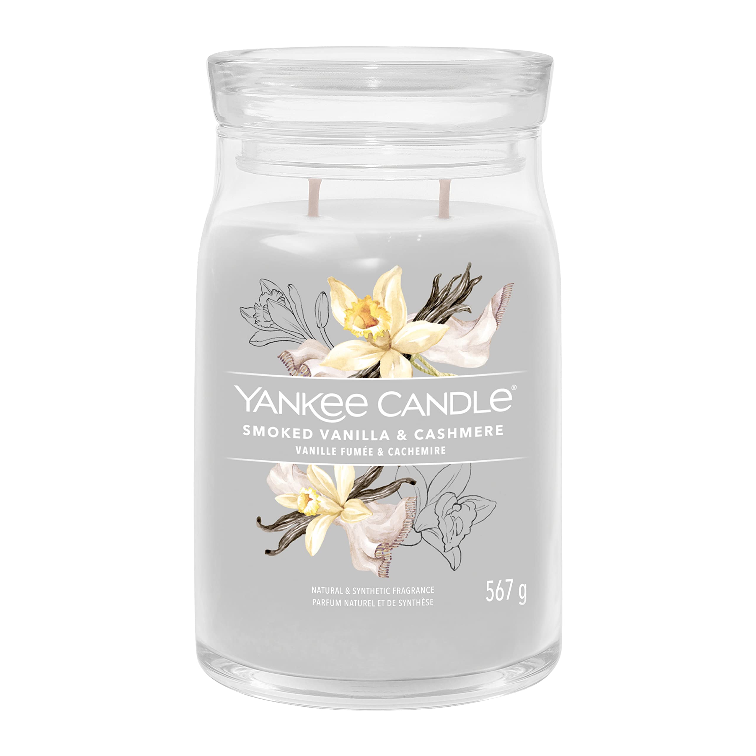 Yankee Candle Signature Scented Candle | Smoked Vanilla & Cashmere Large Jar Candle with Double Wicks | Soy Wax Blend Long Burning Candle | Perfect Gifts for Women