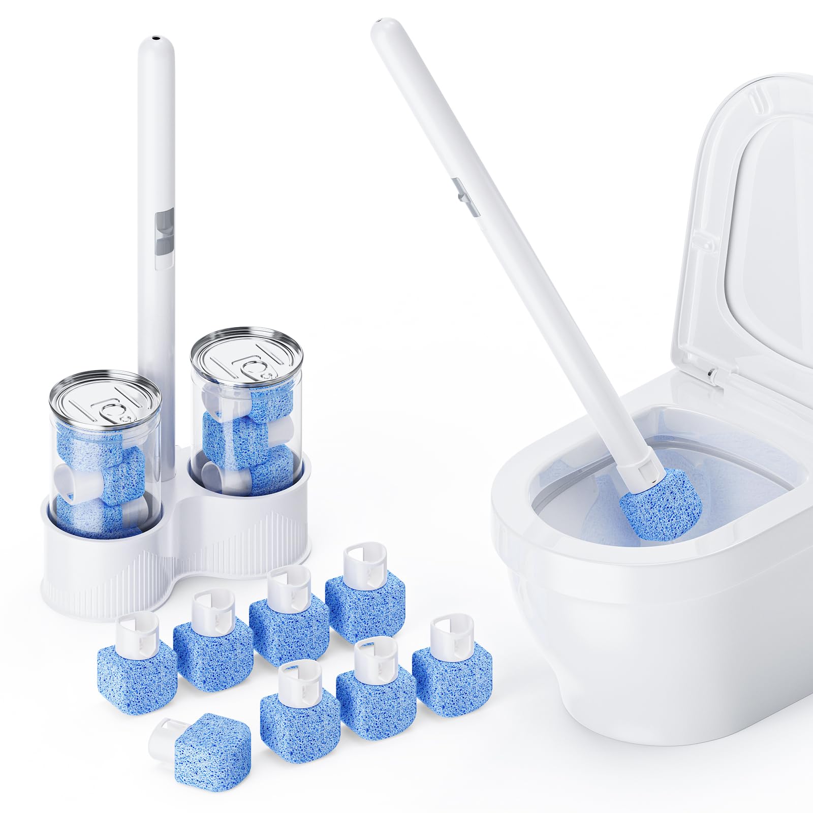 Photo 1 of HelpX 8 Pack Pumice Stone Toilet Bowl Set with 18 in Extra Long Handle,White Holder Case,Pumice Stone for Cleaning, for Cleaning Toilets, Bathtubs, Grills, Swimming Pools, Sinks