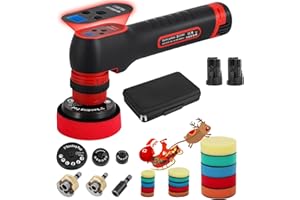 Flyrivergo Cordless Mini Car Polisher for Detailing, 12V RO/DA Micro Buffer Polisher,Variable Speed Buffer Orbital Dual Action Small Polisher for Detailed Polishing, Sanding and Cleaning