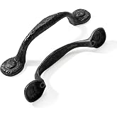 CABDM 10 Pack Rustic Black Cabinet Pulls, Antique Hammered Kitchen Hardware, Vintage Drawer Pulls, 3 Inch (76mm) Hole Center