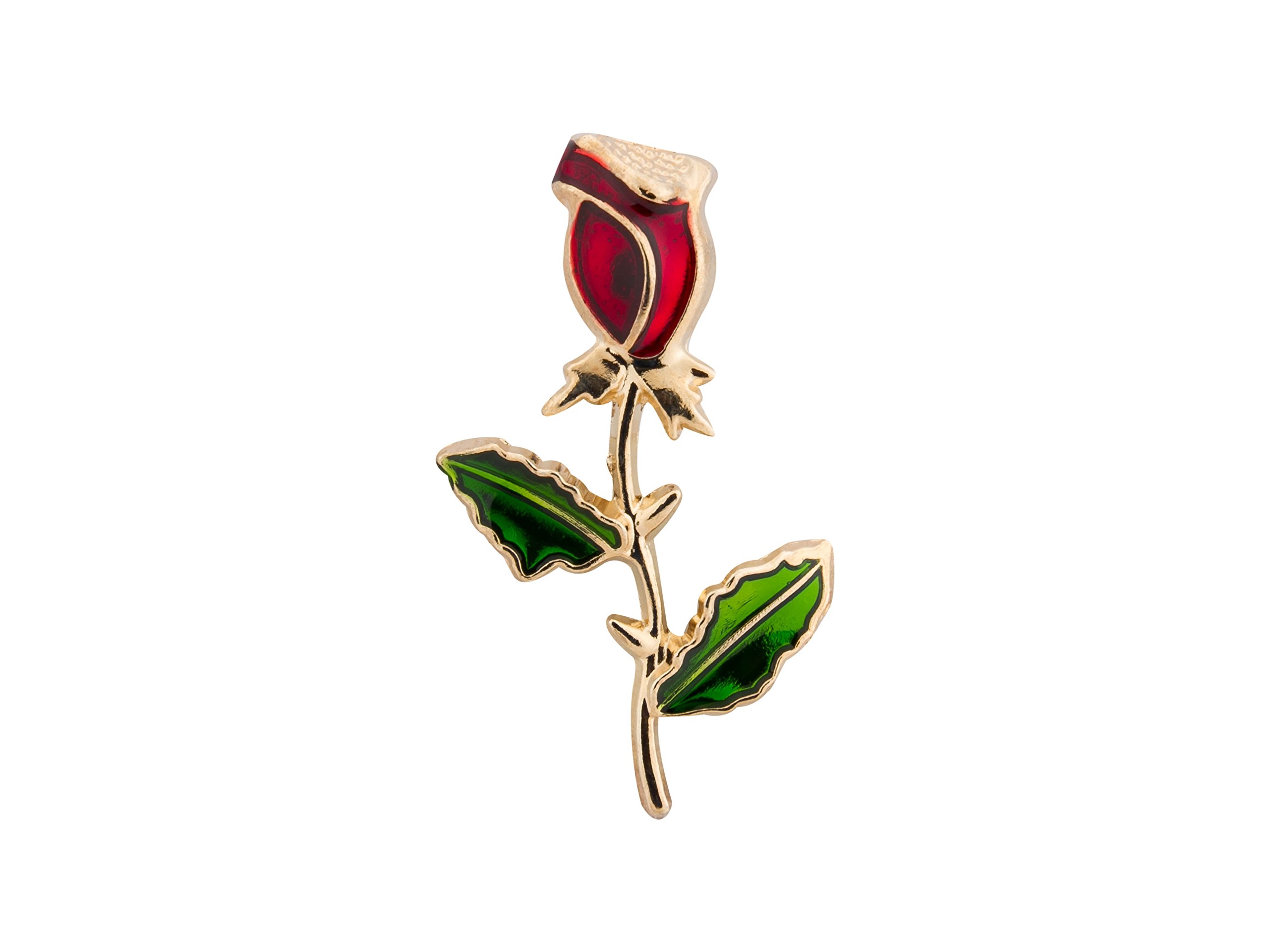 Knighthood Red Rose Stem with Green Leaves Lapel Pin Golden Badge Coat Suit Wedding Gift Party Shirt Collar Accessories Brooch for Men