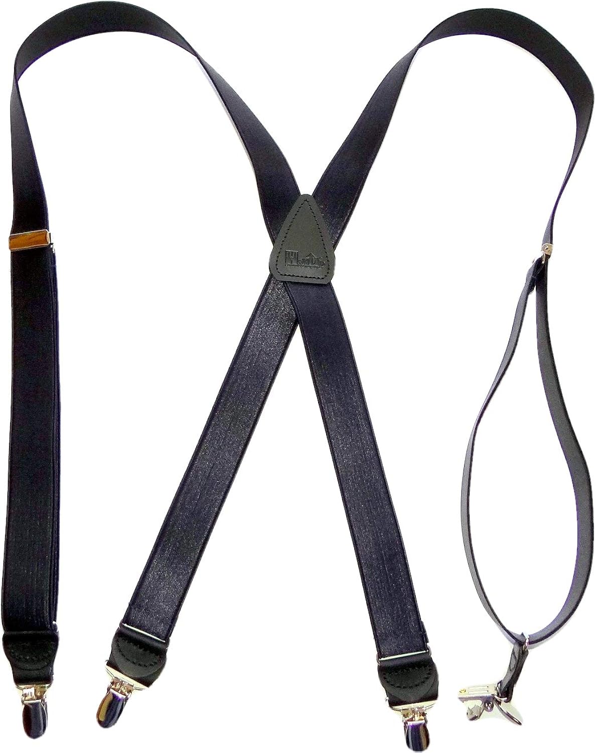 Tuxedo Black Formal Satin finish Xback 1" wide Holdup Suspenders with