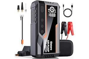 Giatero Jump Starter with Air Compressor, 4000A 150PSI Car Battery Jump Starter Portable (All Gas/10.0L Diesel), 12V Jump Box Battery Pack with Large LCD Display, 3 Modes Flashlight and Storage Bag