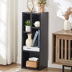 VECELO 3-Tier Small Bookcase, 4 Cube