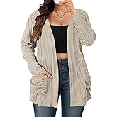 DOLNINE Plus-Size-Cardigans for Women Trendy Casual Lightweight Open Front Cardigan Sweaters Outerwear with Pockets