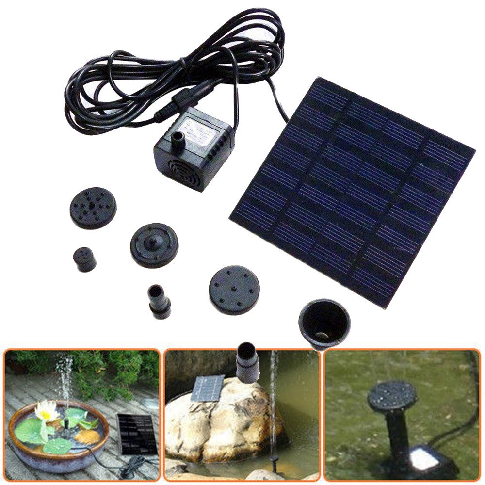 Rcool Outdoor Solar Power Panel Water Fountain Pump Kit Pool Garden Patio Pond Watering Submersible Sprinkler Fountain Decor