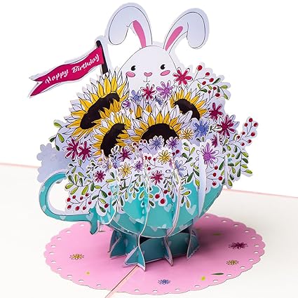 Carte Danniversaire Avec Bouquet De Fleurs Et Tournesols 3d