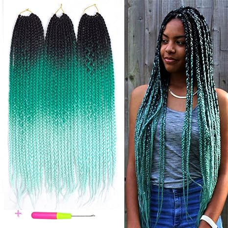 Belleshow 24 Inch 3 Pcs 1b Green Light Green Box Braids Crochet
