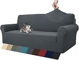 MAXIJIN Newest Jacquard 3 Seater Sofa Cover Dark Grey Anti-Slip 1-Piece