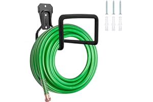 RETOONGKING Hose Holder Wall Mount,1pc Black Garden Hose Holder,Water Hose Holders for Outside,Hold 125ft Hose, Reliable and Heavy Duty Rust-Free Hose Rack for Water Hose, Keep Your Backyard Neat and Clean