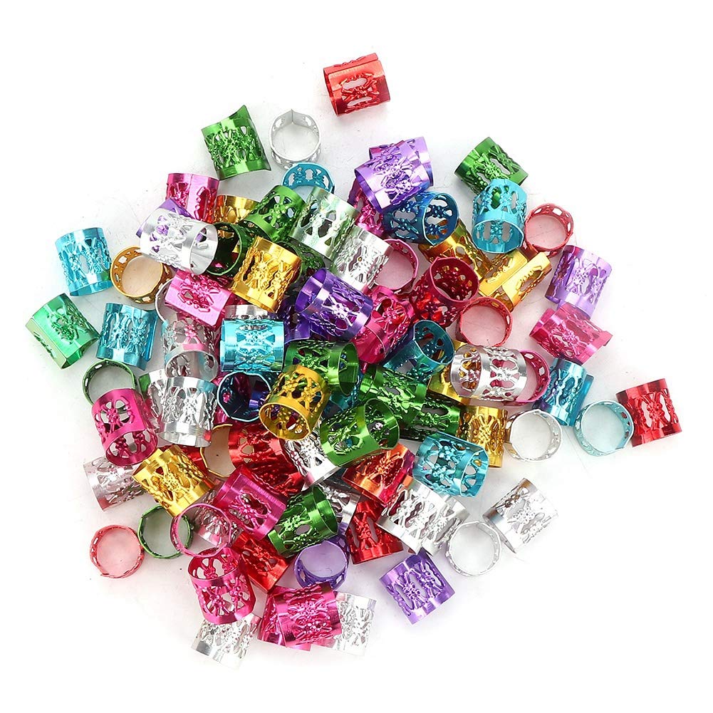 Hair Braid Cuff,100Pcs Adjustable Dreadlocks Hair Braid Beads Rings Cuffs Hair Decoration Accessories(colorful)