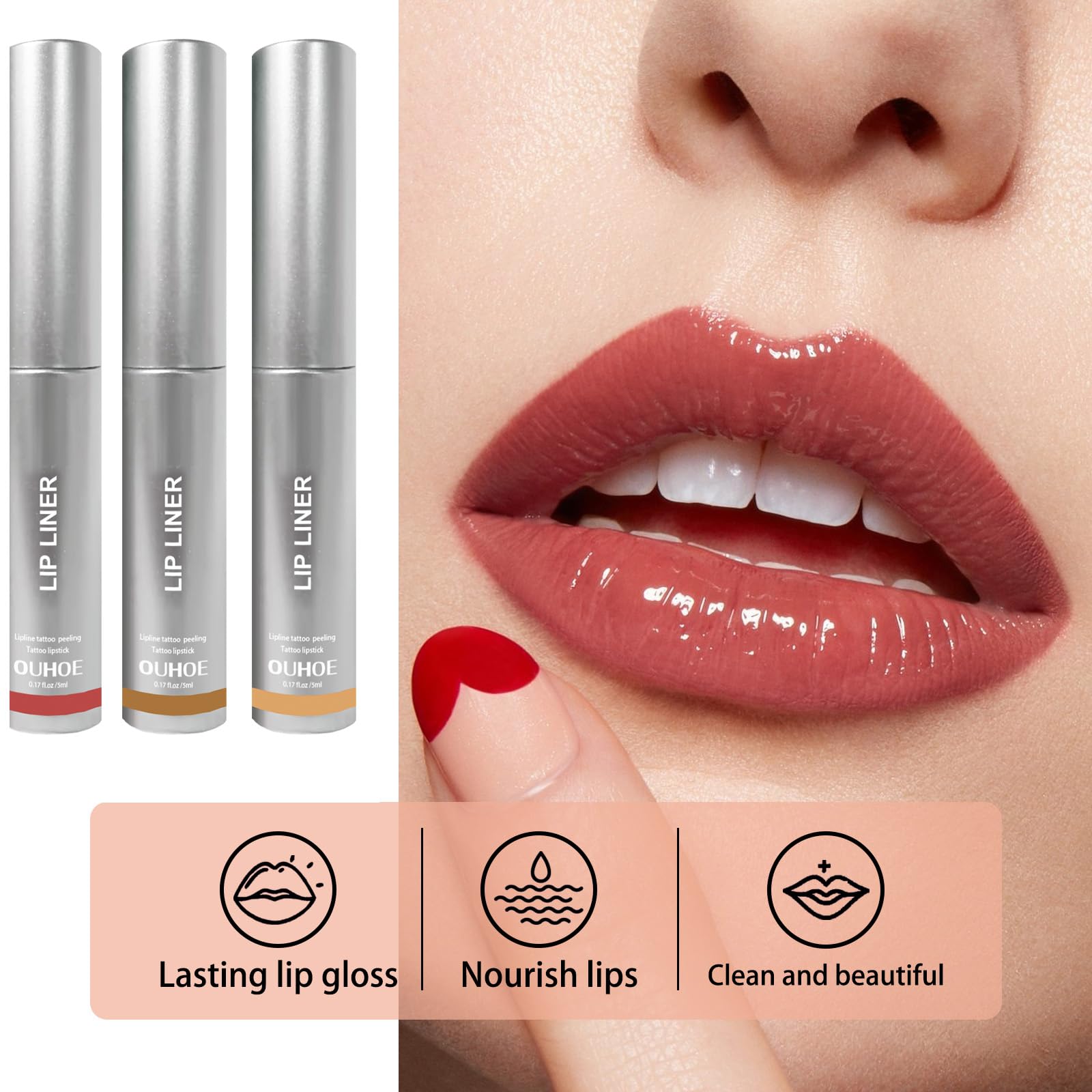 Detachable Lip Liner Set 3 Colors Peel lip liner Longwear and Pigmented Lip Pencil Peel Off Lip Stain