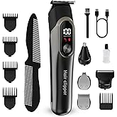 RUIBO Beard Trimmer for Men, 5-in-1 Cordless Hair Clipper Kit with Foil Razor, Waterproof Body, Nose & Ear Groomer, Precision Trimming for Beard, Hair & Body Care (DimGray)