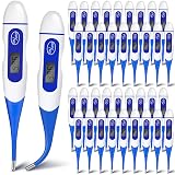 TrelaCo 36 Pcs Thermometer for Adults Digital Oral Thermometer for Fever Basal Body Fast Reading Flexible Tip for Underarm Rectal Mouth Temperature Measurement (Blue)