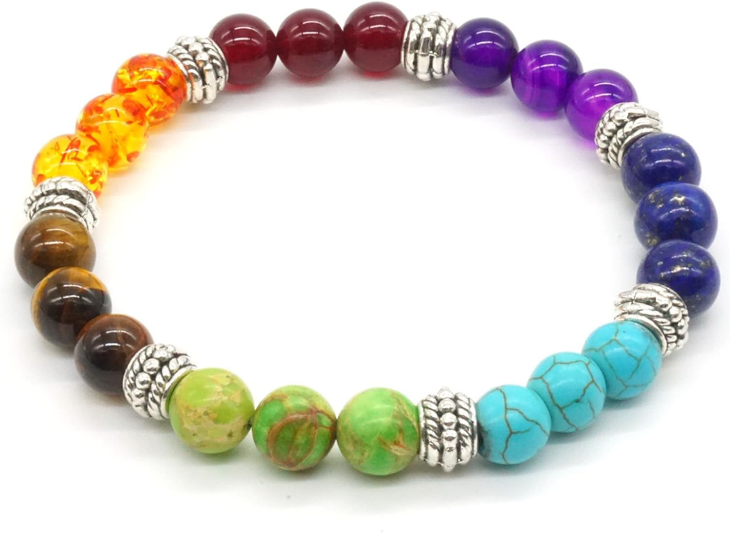 Zhubling Rainbow Stone Bracelet Crystal Healing Reiki Energy Balancing Gemstone Stretch Bracelet Round Bead for Men Woman - Image 5
