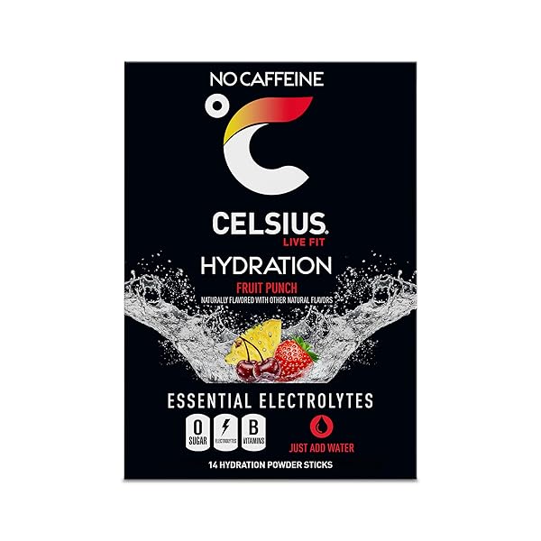 CELSIUS HYDRATION™ FRUIT PUNCH FLAVOR, ESSENTIAL ELECTROLYTE HYDRATION PACKETS (PACK OF 14)